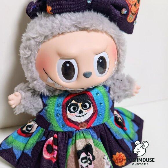 Dia De Los Muertos Disney Coco Miguel Dress and Skull Bow for Labubu - Picture 7 of 9